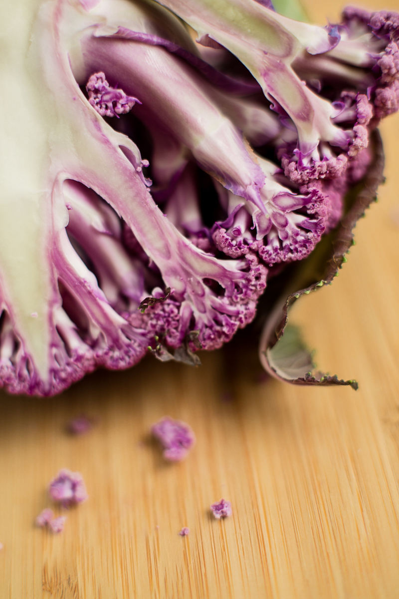 commercial food photographer - closeup of a purple cauliflower
