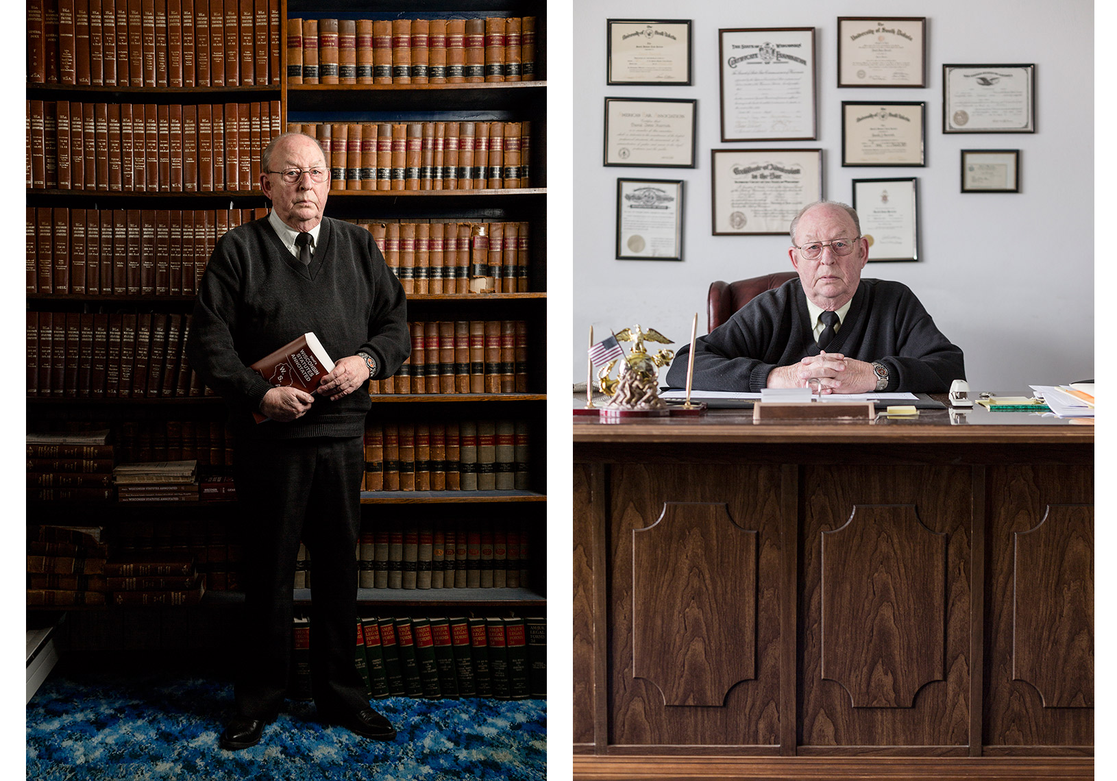 editorial photographer - old attorney photographed in his small law office