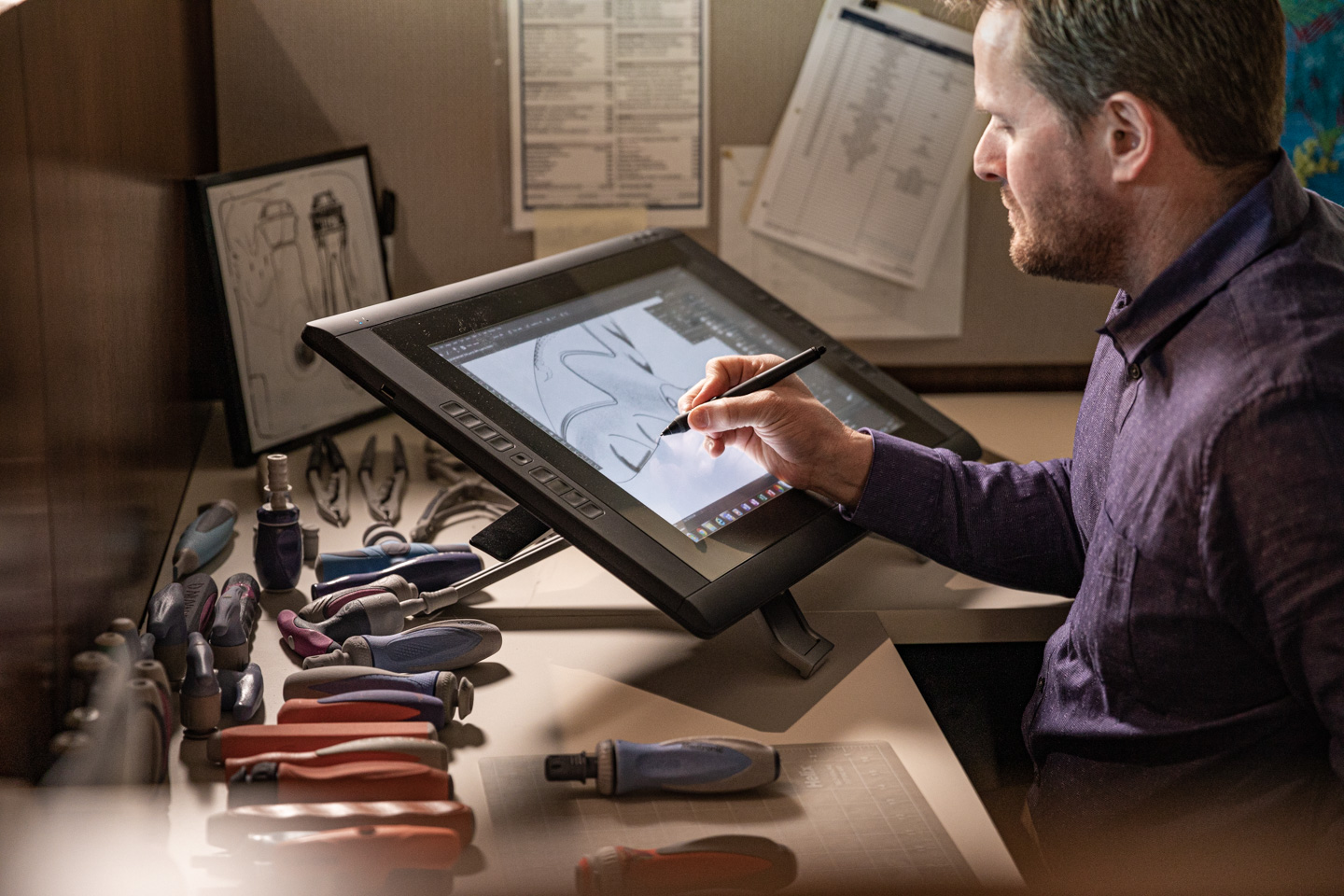 commercial photographer midwest - an engineer at Gauthier Biomedican works on a rendering