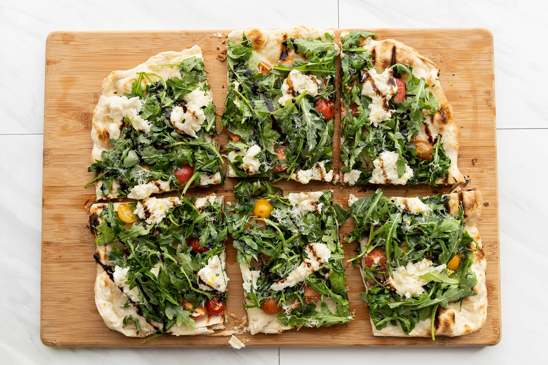 food photographer Chicago - a grilled salad pizza created by Leo Pizzirri