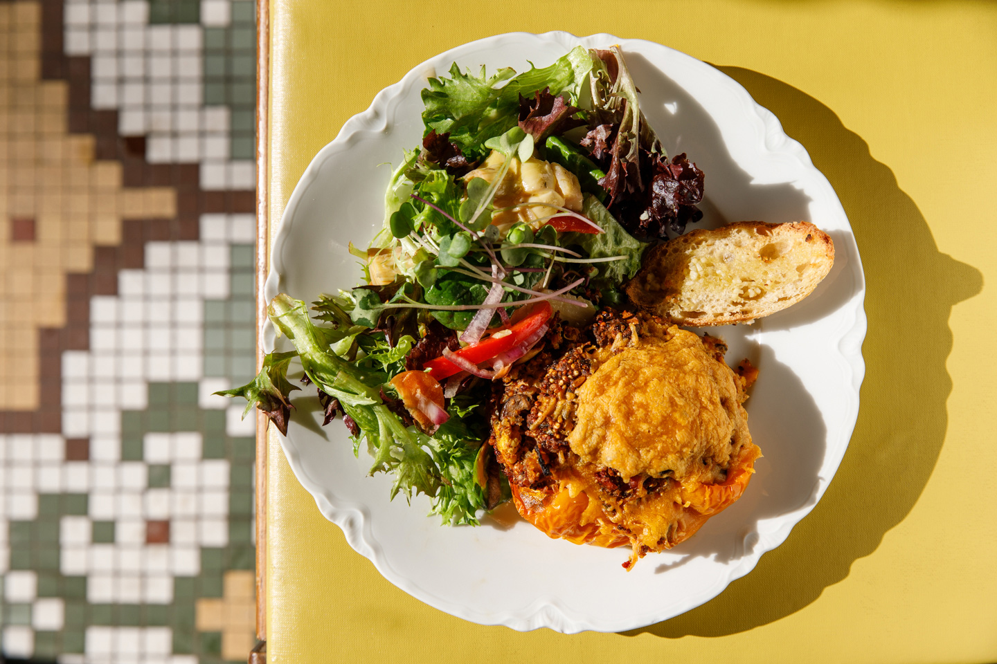 editorial food photographer - a main dish of vegan food at the Tricklebee Cafe